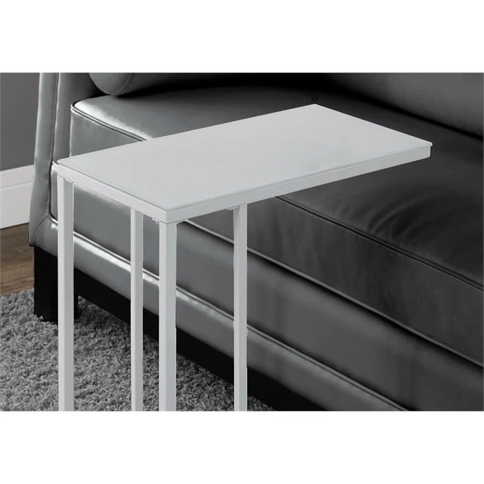 Accent Table C-shaped End Side Snack Living Room Bedroom Metal White - Image 3 of 4