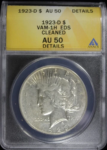1923-D $1 Silver Peace Dollar VAM 1H ANACS AU-50 Details (2329912)