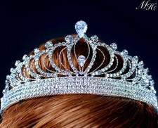 Royal Tiara Crown Clear Rhinestones Crystal Diadem Wedding Pageant Prom Party