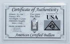 American Certified Bullion - 5 Grains .999 Silver Mini Bar - 1/100th oz