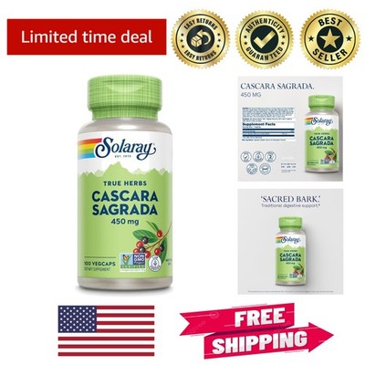 Cascara Sagrada 450 mg - Lab Verified, Natural Digestive Aid, 100 Capsules