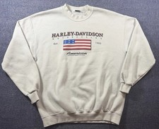 Vintage Y2K Harley Davidson Crewneck Sweatshirt Mens XL American Flag Las Vegas