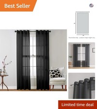 Luxurious Black Grommet Sheer Curtains - 2 x 54x84 Inch Panels for Airy Spaces
