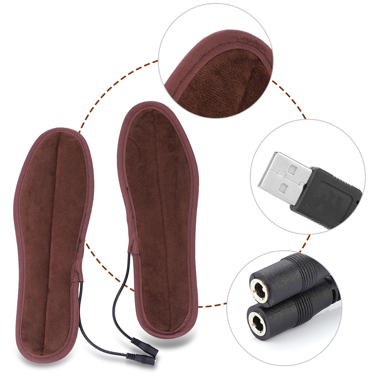 1 Pair Of Heated Shoe Insoles Comfortable Feet Warmer For Winter