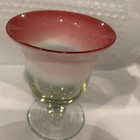 Antique Meiji-Taisho handblown glass 3-color ice cup with red rim