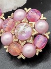 Vintage 1960s Pink Beaded Cluster Clip-On Earrings - Faux Pearl & Givre Glass — photo 8