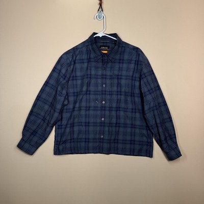 Orvis Active Fit Button Down Fishing Utility Shirt Blue Plaid Men's Medium M
