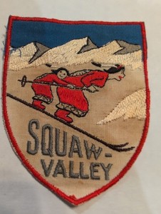 Vintage Authentic SQUAW VALLEY Ski Resort Sew On Patch Rare! 3" Tall