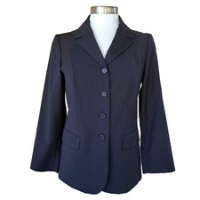 Benetton Navy Wool Suiting Jacket 4-Button Single Breasted Blazer Size Small 42