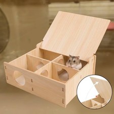 Wood Hamster Hideout Fun Ventilated Nest for Gerbils Dwarf Hamsters Resting