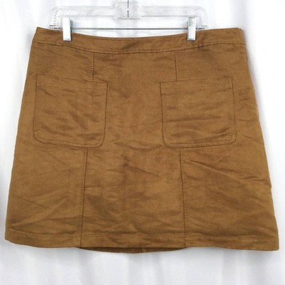 Old Navy Faux-Suede Utility A-Line Mini Skirt Size 16 Brown Retro 60s 70s Style