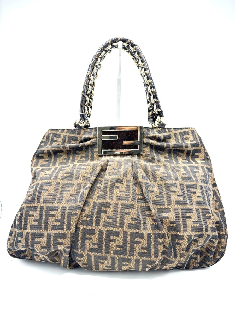 FENDIバッグ Ebay Live Listings - 52358 Fendi Gathered Zucca Chain Handle Tote