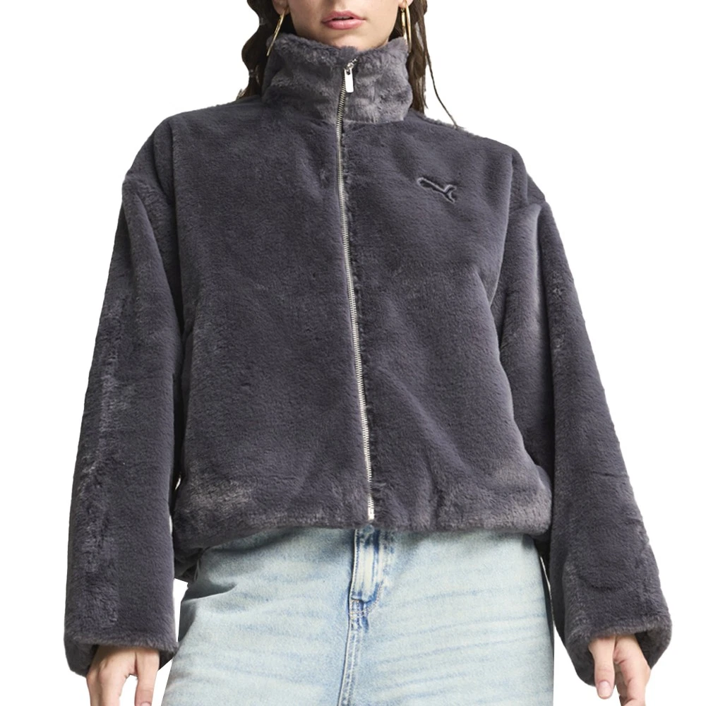 PUMA giacca pile morbido full zip donna grigio casual atletico capospalla 62651769
