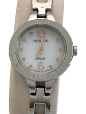 MICHEL KLEIN V117-0CL0 White Silver Solar Analog Stainless Watch Near Mint JAPAN
