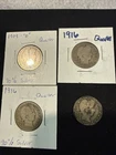 Set Of 4-Barber Quarters, 1908, 1909D, 2x 1916 90% Silver Junk Or Keep