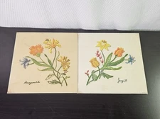 Set Of 2 VTG Lithograph Wall Plaques "Honeysuckle" &"Jonquil" Donald Art Co 1971