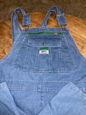 Liberty Overalls Mens XL Blue Denim Bib Relaxed Stretch Straight Leg Workwear
