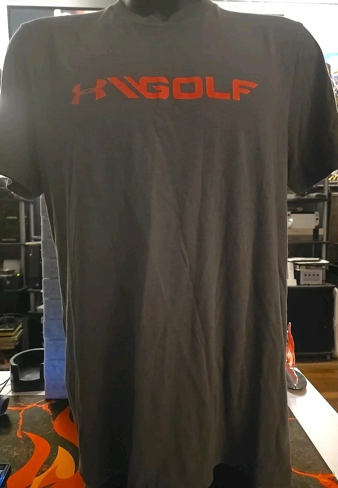 UNDER ARMOUR - Golf, Camiseta para Hombre - Talla XL, Heat Gear, Color: Gris Musgo/Naranja Foto 2 de 4