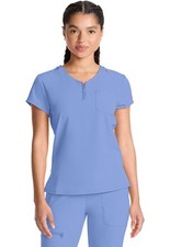 Scrubs Women's Med Couture AMP MC705 Quarter Zip V-Neck Top Ciel XS-3XL NWT