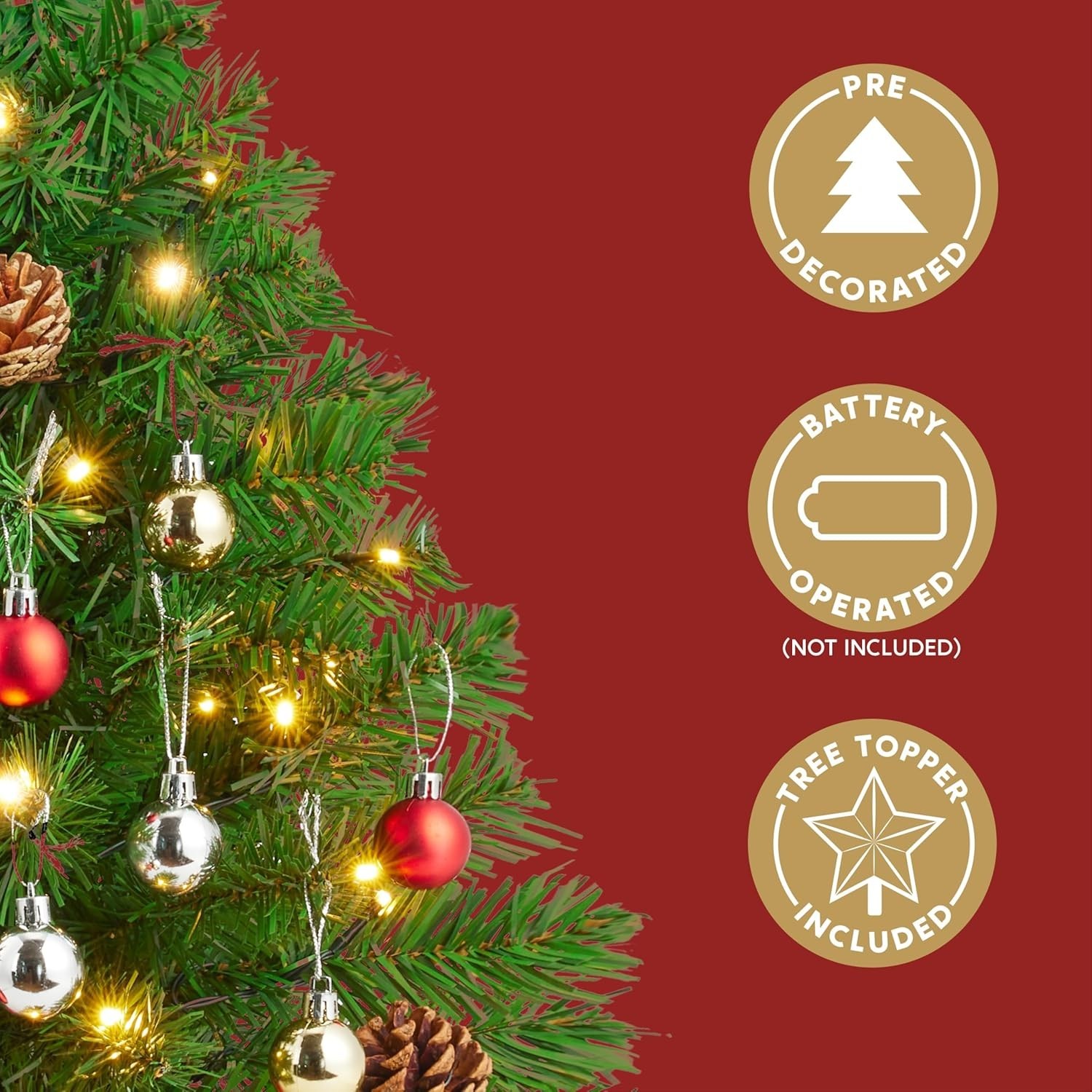 24 Inch/2FT Tabletop Mini Christmas Prelit Decoration, Artificial Mini Xmas P...