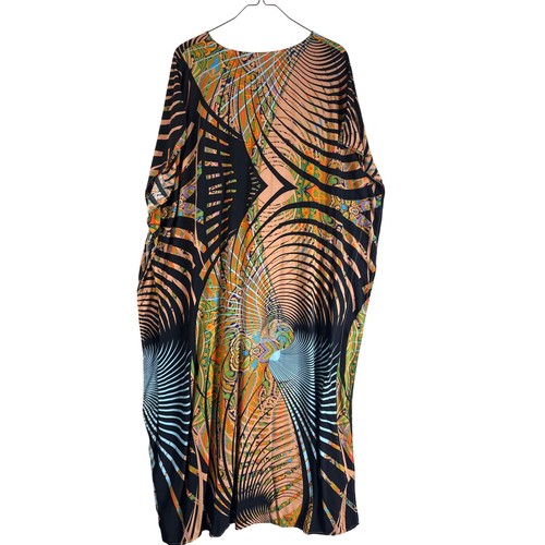 Womens Boho Abstract Print Kaftan Maxi Dress Resort Beach Cover Up One Size - Bild 2 von 9