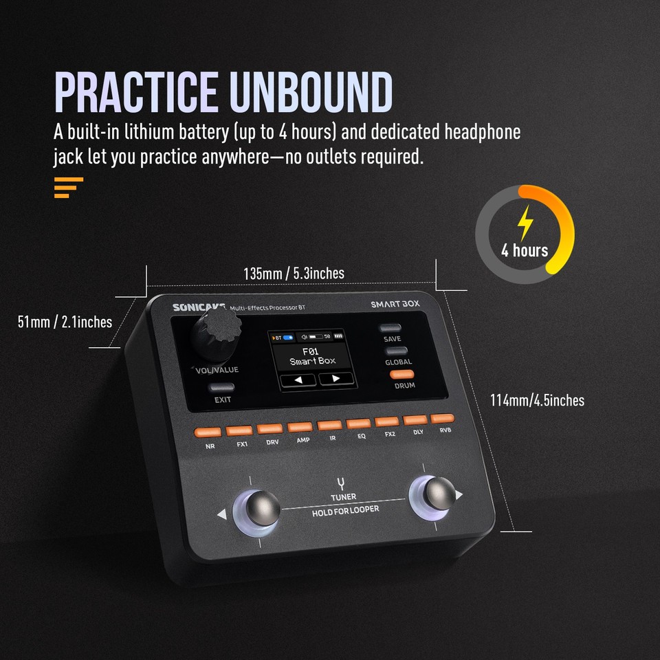 SONICAKE Smart Box Multi Effects Processor For Guitar Bass 130 Effects sonicake-smart-box-multi-effects-processor-for-guitar-bass-130-effects