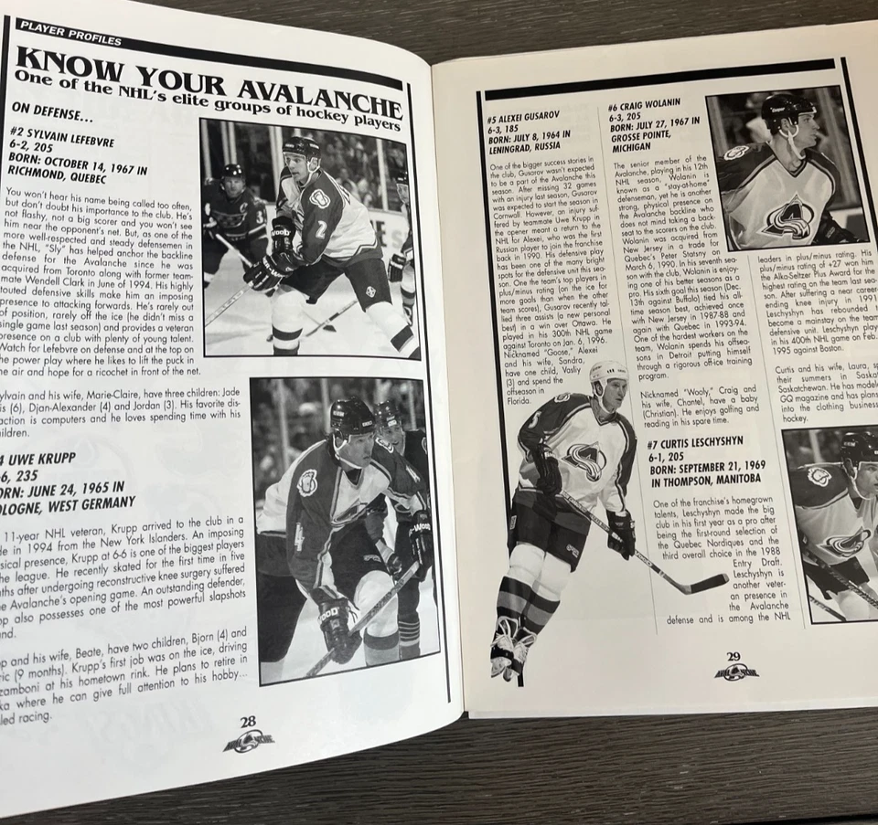 Colorado Avalanche Stanley Cup Finals Program 1996 vs Florida Panthers Foto 4 de 4