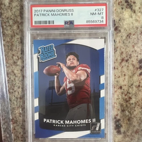 2017 Panini Donruss Rated Rookie #327 Patrick Mahomes II Chiefs PSA 8