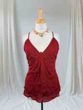 Y2K Red Mesh Tank Top Fairy Whimsygoth Dreamy 90s Boho Coquette Romantic Size XL