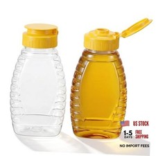 6oz Honey Squeeze Bottle, 2 Pack Plastic Honey Bottles, Refillable Condiment