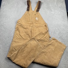 Carhartt Men  s Overalls 40x31 Tan Double Knee Elastic Strap Size Is A Guess