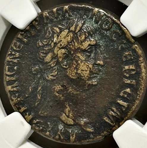 Trajan Syria Antioch AE26 AD 98-117 Inscription Iin Wreath NGC Ch VF