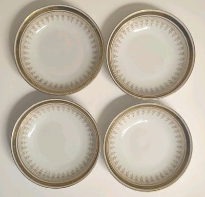 Imperial Crown China Austria Set of Four 5-1/2'' Bowl Gold & Black Trim