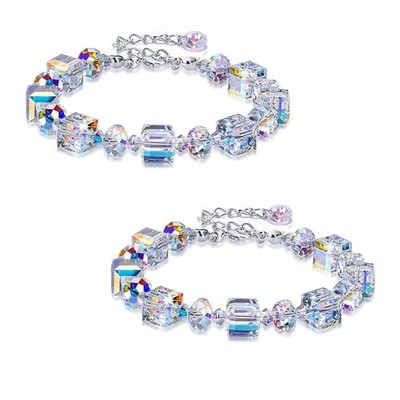 2 Pcs Adjustable Elemental Crystal Bracelet, Northern Lights Crystals Bracelet L