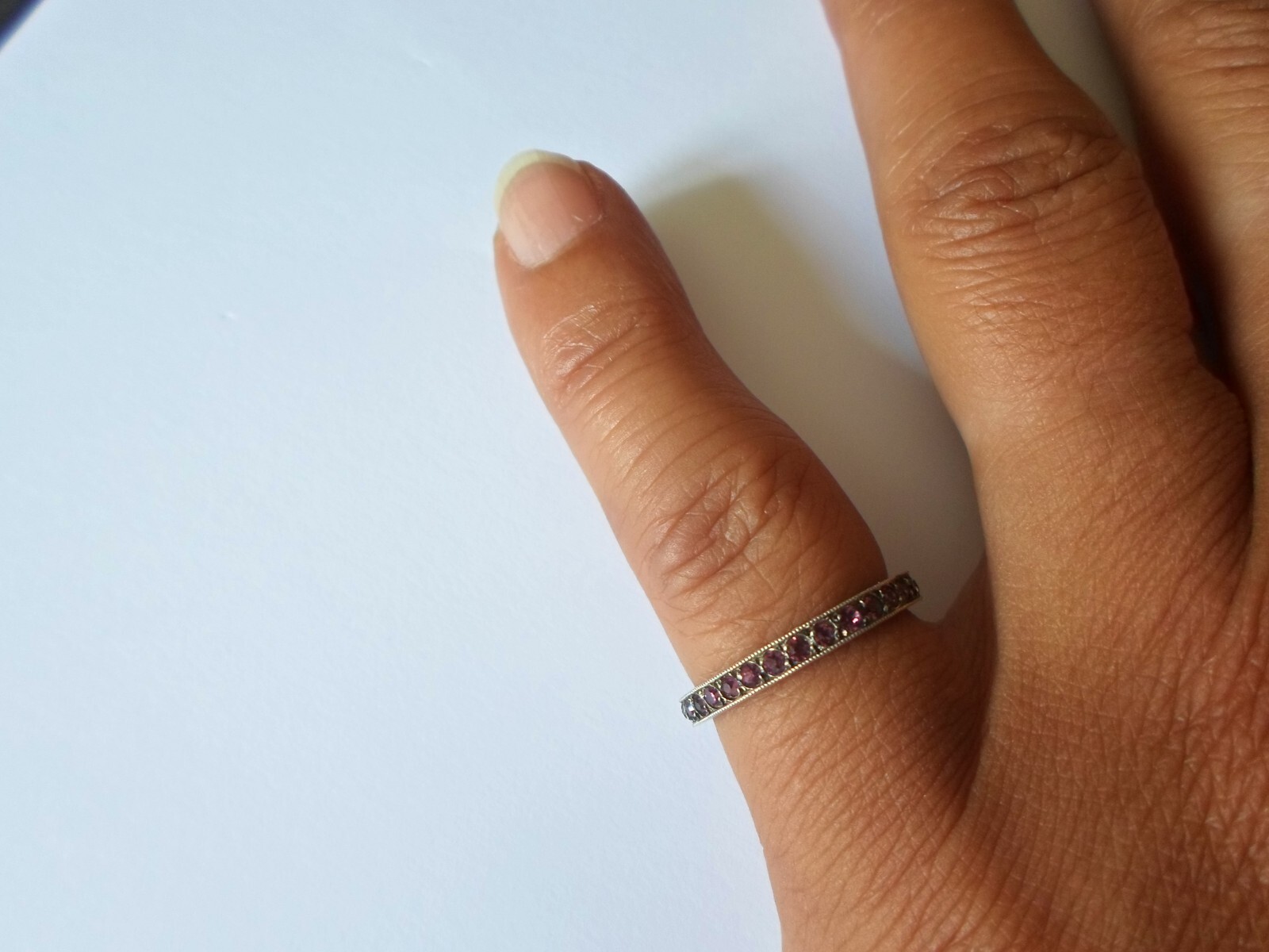 solid silver ring, ring, purple stones full tower… - image 1