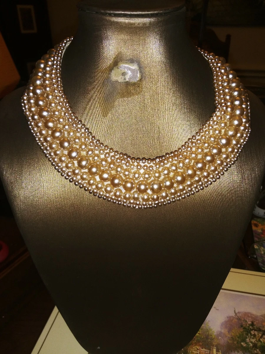 Vintage Glentex Women s Faux Pearl Beaded Collar Made in Japan