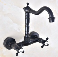 Oil Rubbed Bronze Wall Mounted Swivel Spout Bathroom Vessel Sink Tap Faucet