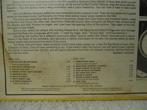 In The Heat Of The Night LP Nice 1967 Soundtrack Orig! Glen Campbell Ray Charles - Imagen 8 de 11