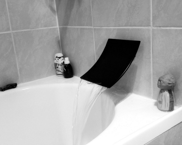 Matt Black Bath Spout Waterfall Water Fall Wall Faucet Tap Outlet EZY