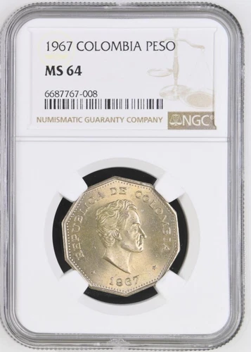 Colombia 1 Peso 1967 NGC MS 64