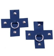 Vinyl X Cross Shaped Pasties Spiked Studded D Rings Nipple Covers Black V9805