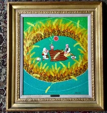 LARGE Naif - Naive painting by  Serbian artist Ljubomir Milinkov PICK UP ONLY