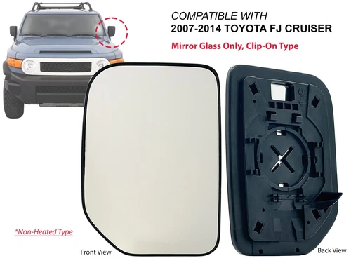 Mirror Glass for 2007-2014 TOYOTA FJ CRUISER Non-Heated Driver Left Side