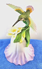 Beautiful Avon Collectible Flower & Hummingbird Porcelain Bell 2000