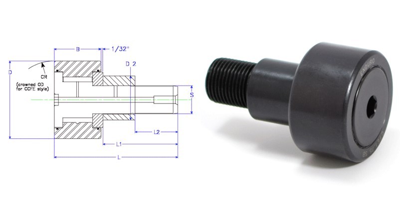 CRSBE-56 ENDURO Eccentric Sealed Stud Cam Follower Roller Bearing CRSBE-56