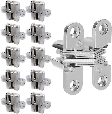 Hidden Door Hinges 10 Pack Concealed Cross Hinge Invisible 180 Degree Hinge S... - Image 1 of 4