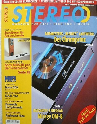 STEREO 8/98,E.A.R. V 20,JVC UX MD 9000 R,YAMAHA CLASSIC LINE,ENSEMBLE ECCO/ANIMA