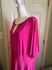 pink dress midlength with gold detail 