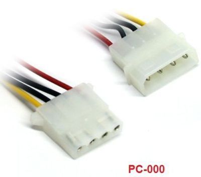 6'' 4-Pin Molex Male to Female Extension Cable, PC-000