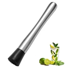 8 Inch Stainless Steel Cocktail Muddler and Mixing Spoon Home Bar Tool Set - ...
